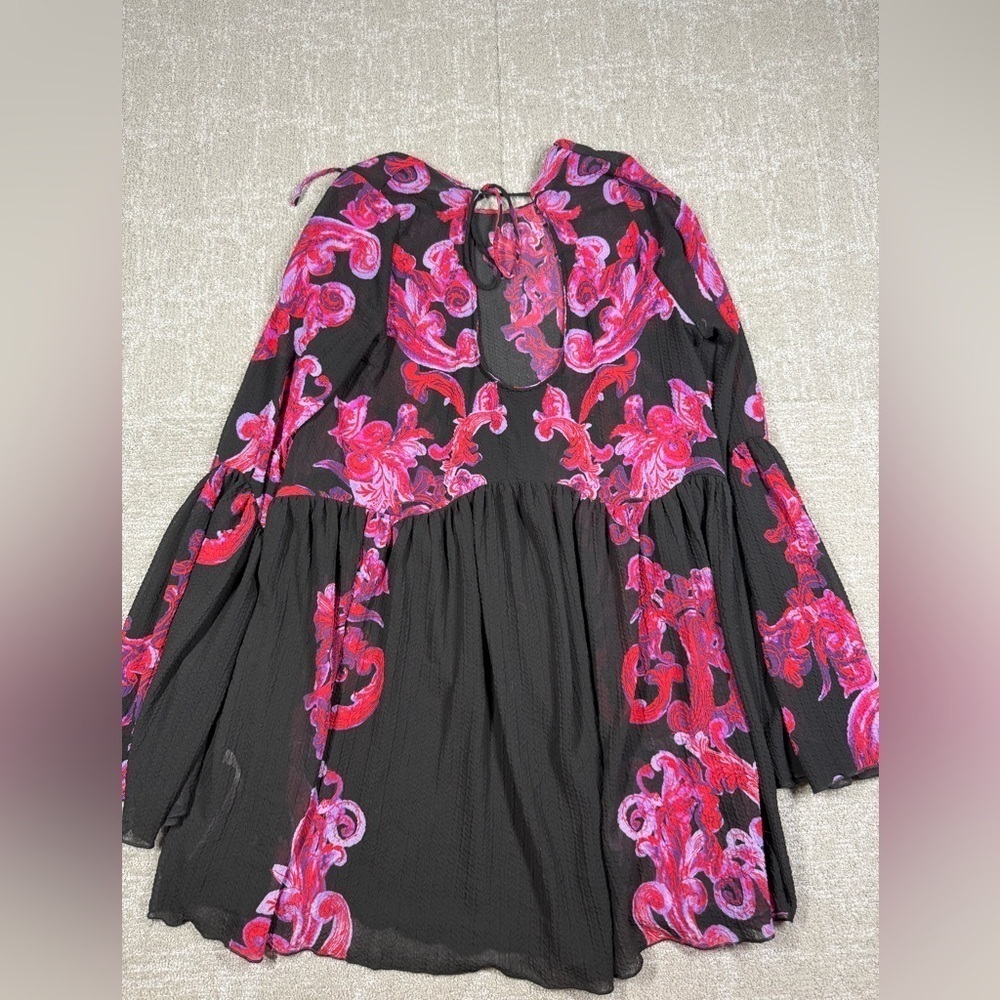 Intimately Free People Printed Black Pink Tunic Mini Top Dress READ BELOW - Picture 7 of 7